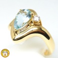 画像2: K18 ゴールド　アクアマリン 1.06ct ダイヤモンド 0.06ct 指輪 ソーティング付　中古　美品　新品仕上済　レディース　ジュエリー　ダイヤ　リング　質屋 3月誕生石 (2)