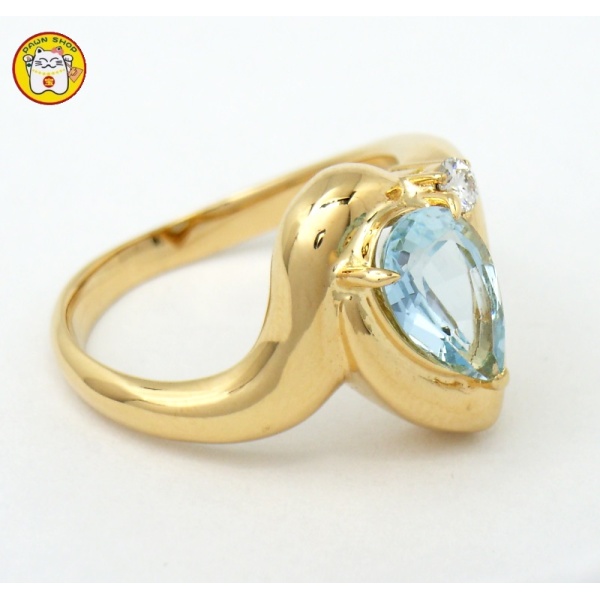 画像3: K18 ゴールド　アクアマリン 1.06ct ダイヤモンド 0.06ct 指輪 ソーティング付　中古　美品　新品仕上済　レディース　ジュエリー　ダイヤ　リング　質屋 3月誕生石