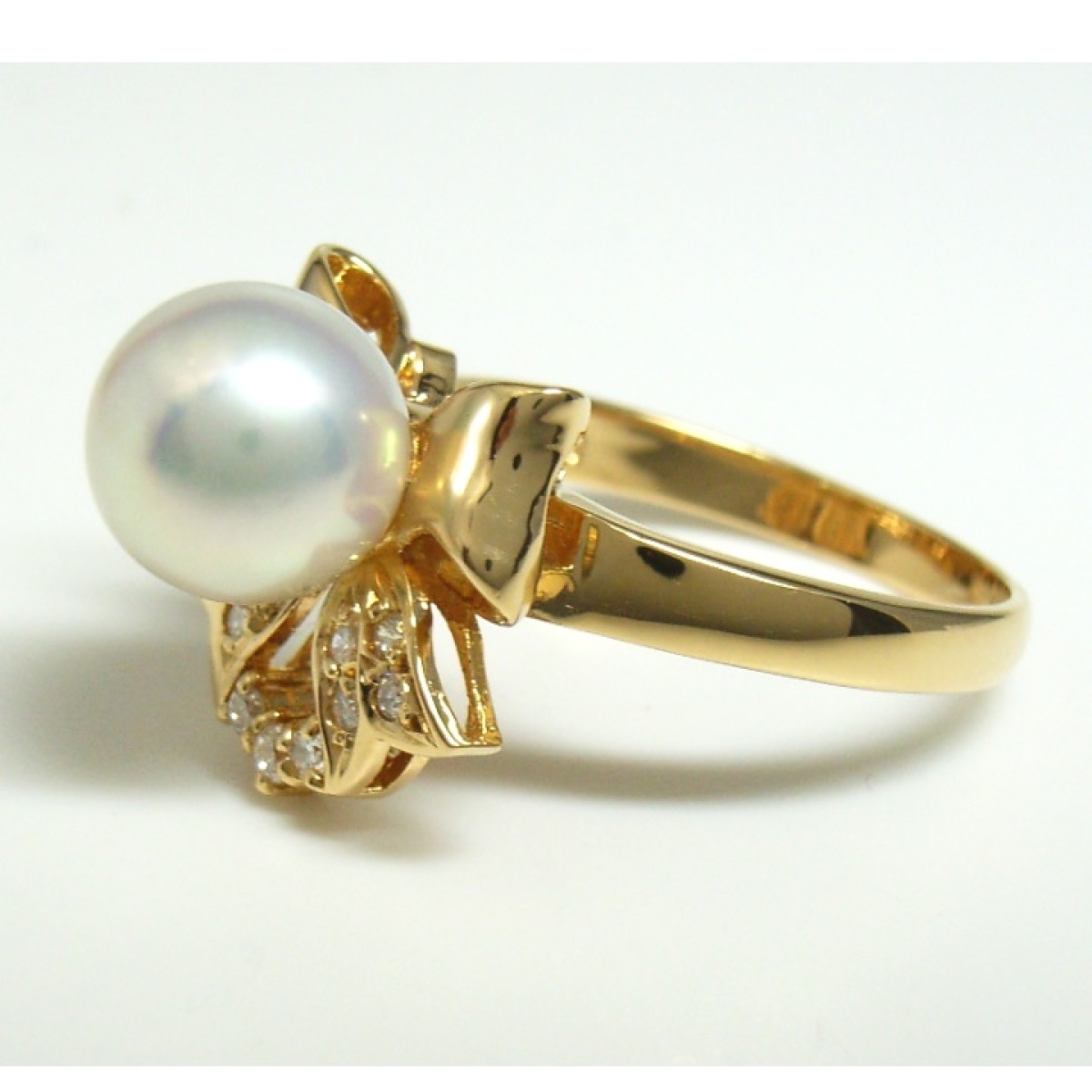 画像3: K18 ゴールド　真珠 約8mm　 ダイヤモンド 0.10ct 　指輪 　中古　美品　新品仕上済　レディース　ジュエリー　ダイヤ　リング　質屋　6月誕生石
