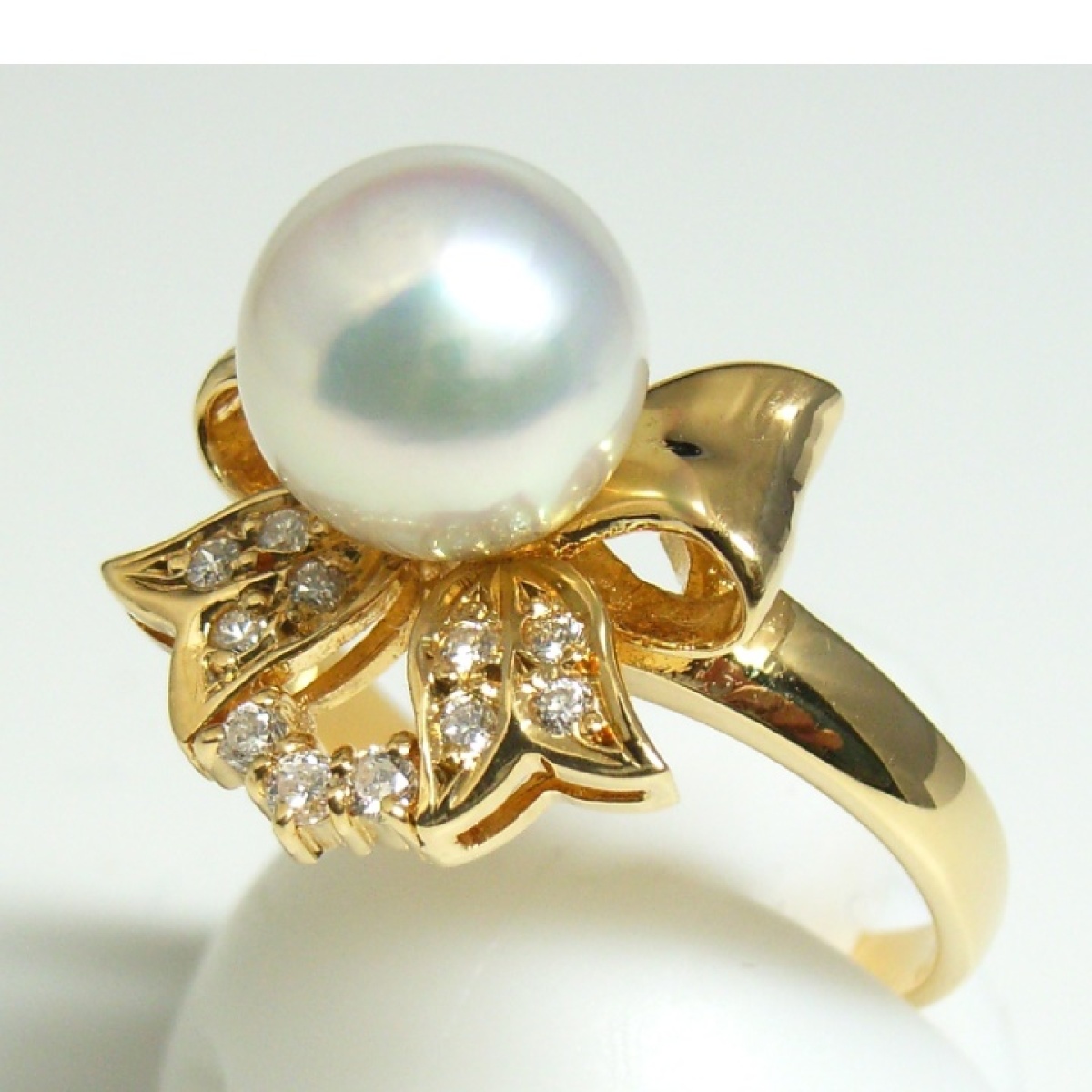 画像2: K18 ゴールド　真珠 約8mm　 ダイヤモンド 0.10ct 　指輪 　中古　美品　新品仕上済　レディース　ジュエリー　ダイヤ　リング　質屋　6月誕生石