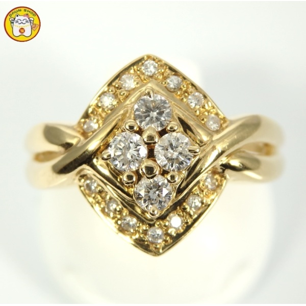画像1: K18 ゴールド　ダイヤモンド　0.30ct　指輪　中古　美品　新品仕上済　レディース　ジュエリー　ダイヤ　リング　4月誕生石　アクセサリー　サイズ12　質屋