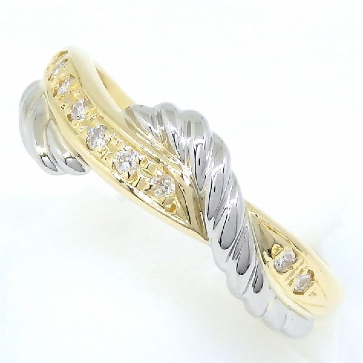 画像2: K18 ゴールド　Pt850 プラチナ　ダイヤモンド　0.09ct　指輪　中古　美品　新品仕上済　レディース　ジュエリー　ダイヤ　リング　質屋