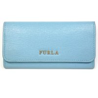 【FURLA】フルラ　6連　 キーケース 　レディース　レザー　水色　中古　質屋　小物　ブルー　ゴールドカラー金具