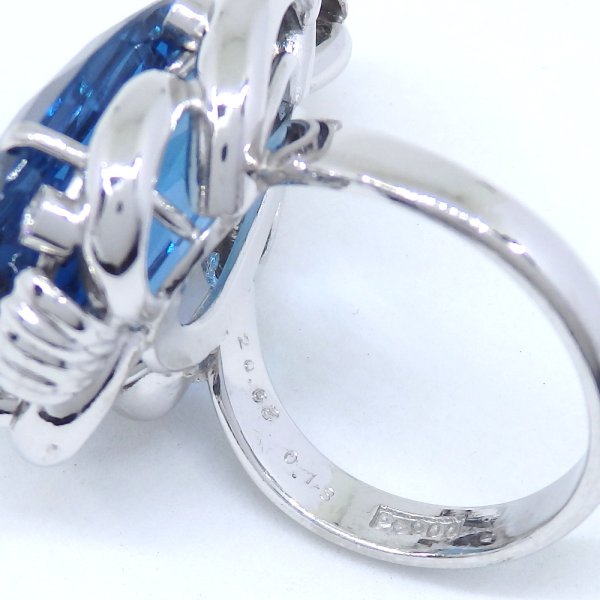 画像4: Pt900 プラチナ　ブルートパーズ 20.62ct　ダイヤモンド 0.13ct　大粒 指輪　ソーティング　中古　美品　新品仕上済　ジュエリー　ダイヤ　リング　質屋　11月誕生石