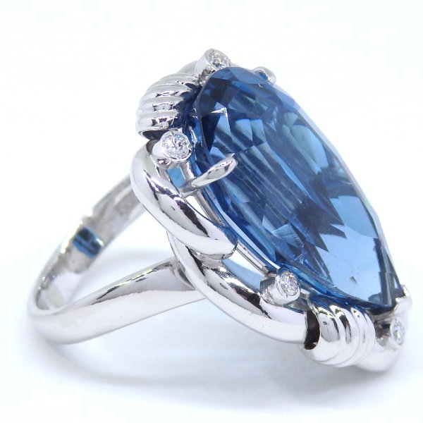 画像3: Pt900 プラチナ　ブルートパーズ 20.62ct　ダイヤモンド 0.13ct　大粒 指輪　ソーティング　中古　美品　新品仕上済　ジュエリー　ダイヤ　リング　質屋　11月誕生石