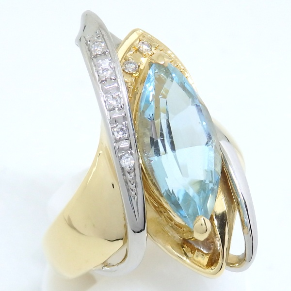 画像3: K18 ゴールド Pt900 プラチナ　ブルートパーズ 3.72ct　ダイヤモンド 0.07ct　指輪　中古　美品　新品仕上済　レディース　ジュエリー　ダイヤ　リング　11月誕生石　質屋