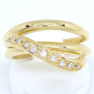 K18 ゴールド　イエローゴールド　YG　ダイヤモンド 0.14ct 　指輪　　中古　美品　新品仕上済　レディース　ジュエリー　ダイヤ　リング　　4月誕生石　質屋