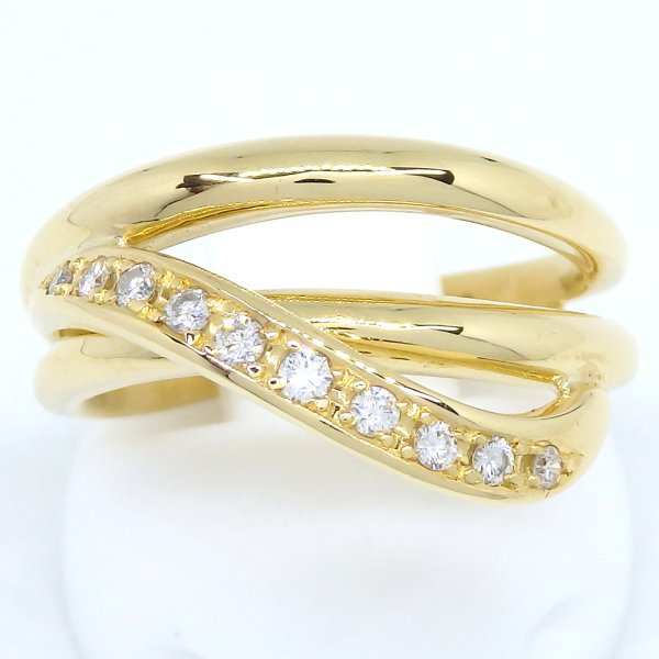 画像1: K18 ゴールド　イエローゴールド　YG　ダイヤモンド 0.14ct 　指輪　　中古　美品　新品仕上済　レディース　ジュエリー　ダイヤ　リング　　4月誕生石　質屋