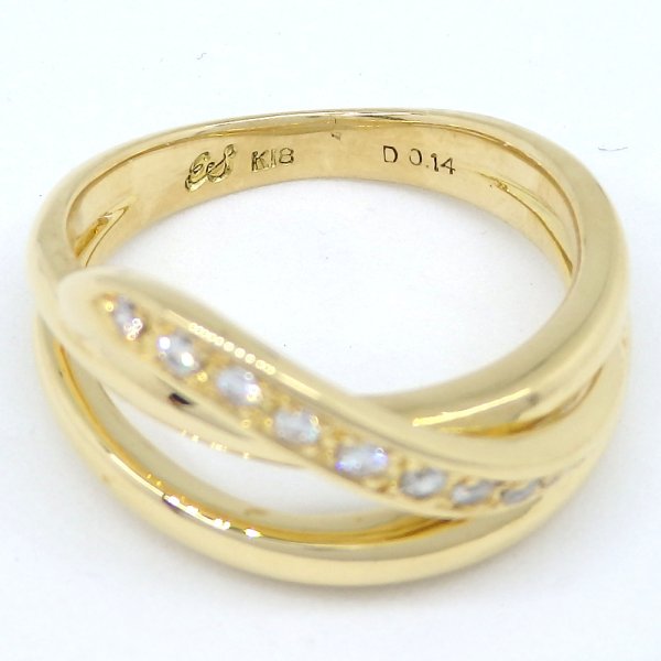画像4: K18 ゴールド　イエローゴールド　YG　ダイヤモンド 0.14ct 　指輪　　中古　美品　新品仕上済　レディース　ジュエリー　ダイヤ　リング　　4月誕生石　質屋