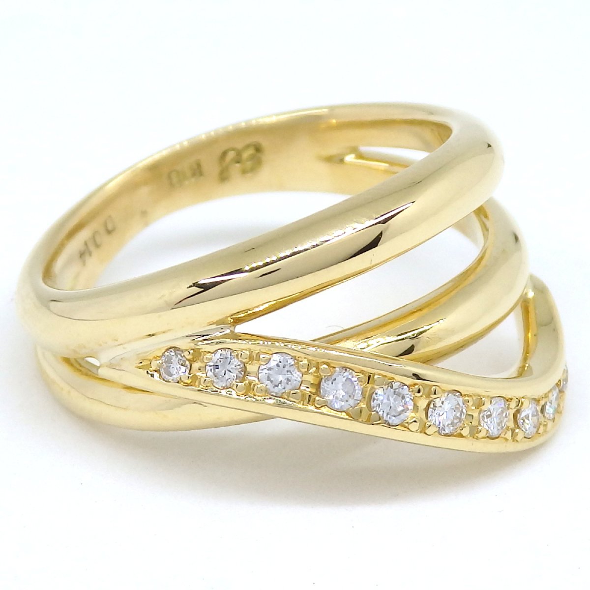 画像3: K18 ゴールド　イエローゴールド　YG　ダイヤモンド 0.14ct 　指輪　　中古　美品　新品仕上済　レディース　ジュエリー　ダイヤ　リング　　4月誕生石　質屋