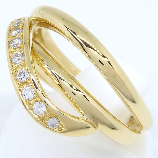 画像2: K18 ゴールド　イエローゴールド　YG　ダイヤモンド 0.14ct 　指輪　　中古　美品　新品仕上済　レディース　ジュエリー　ダイヤ　リング　　4月誕生石　質屋
