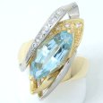 画像1: K18 ゴールド Pt900 プラチナ　ブルートパーズ 3.72ct　ダイヤモンド 0.07ct　指輪　中古　美品　新品仕上済　レディース　ジュエリー　ダイヤ　リング　11月誕生石　質屋 (1)