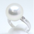 画像1: Pt900　プラチナ　大粒　真珠　13.5mm　ダイヤモンド　0.10ct　指輪　　中古　美品　新品仕上済　レディース　ジュエリー　ダイヤ　リング　質屋　6月誕生石 (1)