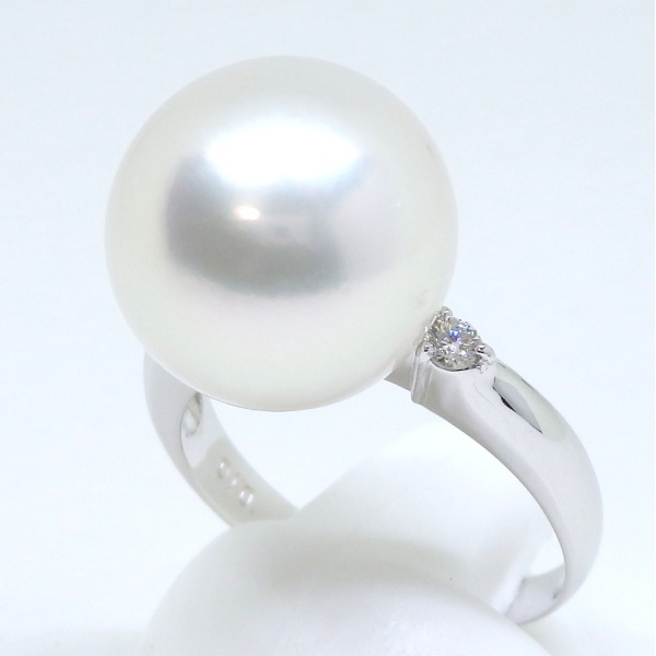 画像1: Pt900　プラチナ　大粒　真珠　13.5mm　ダイヤモンド　0.10ct　指輪　　中古　美品　新品仕上済　レディース　ジュエリー　ダイヤ　リング　質屋　6月誕生石