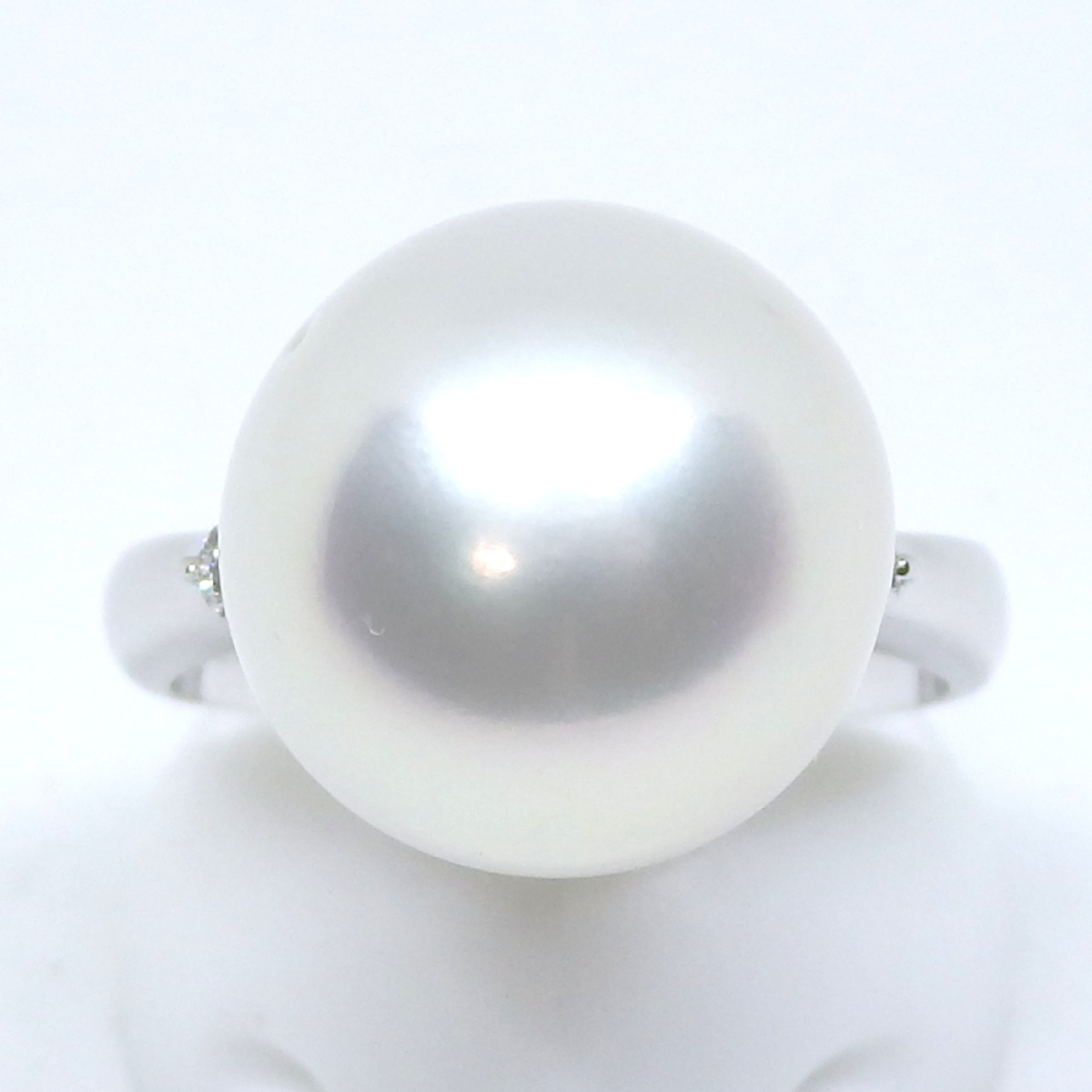 画像2: Pt900　プラチナ　大粒　真珠　13.5mm　ダイヤモンド　0.10ct　指輪　　中古　美品　新品仕上済　レディース　ジュエリー　ダイヤ　リング　質屋　6月誕生石