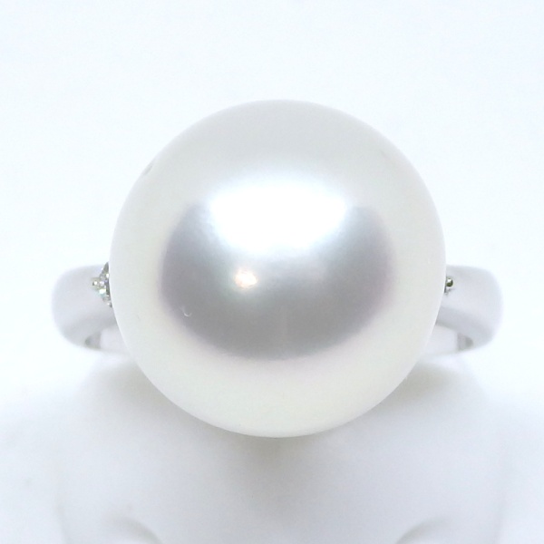 画像2: Pt900　プラチナ　大粒　真珠　13.5mm　ダイヤモンド　0.10ct　指輪　　中古　美品　新品仕上済　レディース　ジュエリー　ダイヤ　リング　質屋　6月誕生石