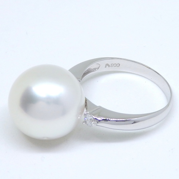 画像4: Pt900　プラチナ　大粒　真珠　13.5mm　ダイヤモンド　0.10ct　指輪　　中古　美品　新品仕上済　レディース　ジュエリー　ダイヤ　リング　質屋　6月誕生石