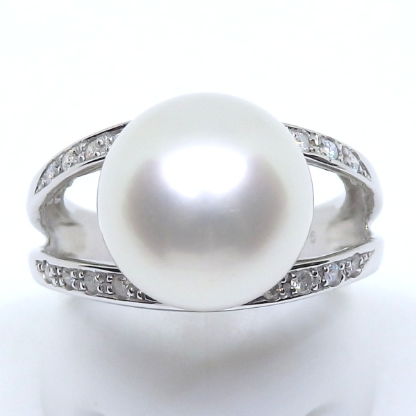 画像2: K18WG　ホワイトゴールド　真珠 11.7mm　ダイヤモンド 0.16ct　指輪　中古　美品　レディース　ジュエリー　パール　ダイヤ　リング　質屋　6月誕生石　