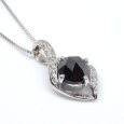 画像3: K18WG ホワイトゴールド　ブラックダイヤ　1.69ct　ダイヤ　0.07ct　ペンダント付ネックレス　中古　美品　レディース　質屋　 (3)