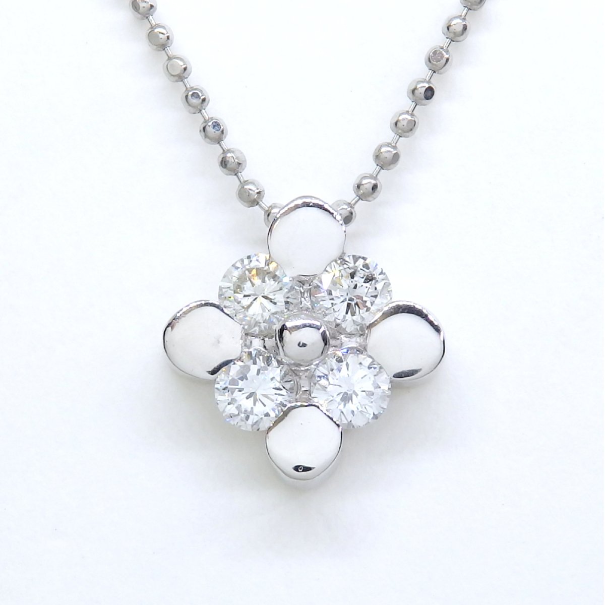 画像1: Pt900 プラチナ　ダイヤモンド　0.40ct　ペンダント付ネックレス　中古　美品　新品仕上済　レディース　ジュエリー　ダイヤ　質屋　ボールチェーン