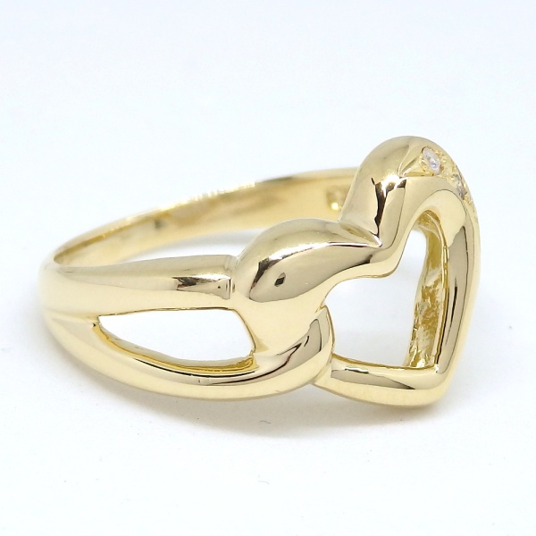 画像2: K18 ゴールド　ダイヤモンド 0.02ct 　指輪 　中古　美品　新品仕上済　レディース　ジュエリー　ダイヤ　リング　アクセサリー　4月誕生石　ハート　質屋