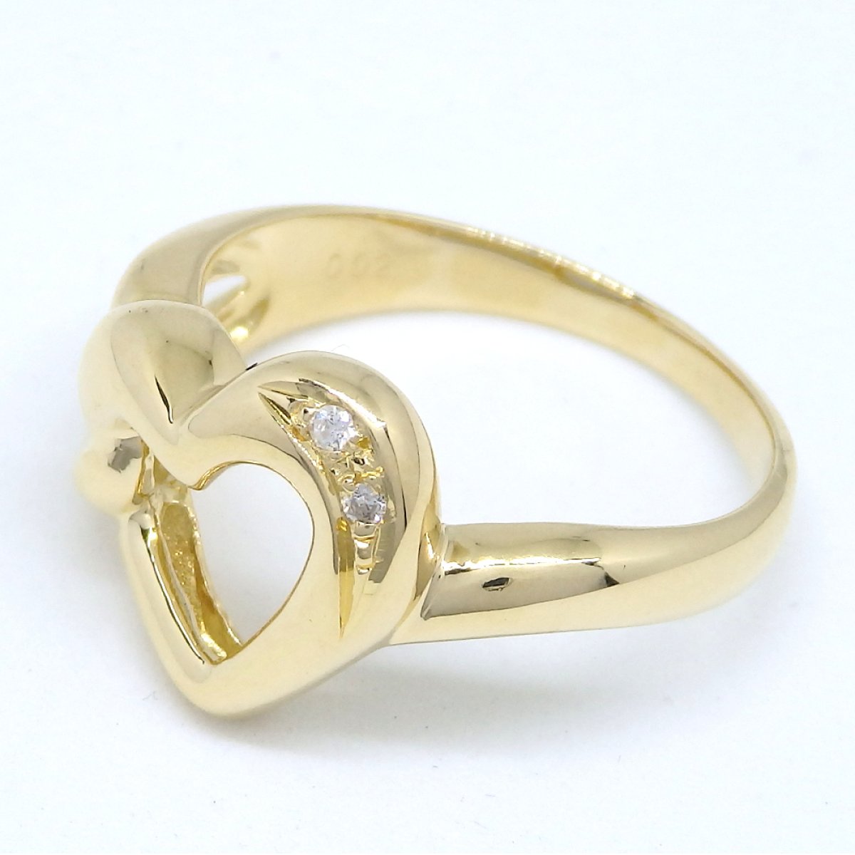 画像5: K18 ゴールド　イエローゴールド　YG　ダイヤモンド 0.02ct 　指輪 　中古　美品　新品仕上済　レディース　ジュエリー　ダイヤ　リング　アクセサリー　4月誕生石　ハート　質屋