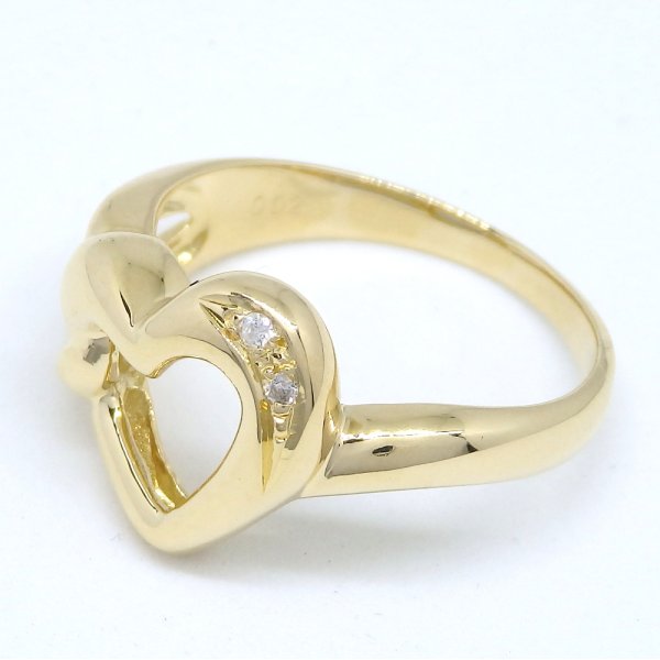 画像5: K18 ゴールド　イエローゴールド　YG　ダイヤモンド 0.02ct 　指輪 　中古　美品　新品仕上済　レディース　ジュエリー　ダイヤ　リング　アクセサリー　4月誕生石　ハート　質屋