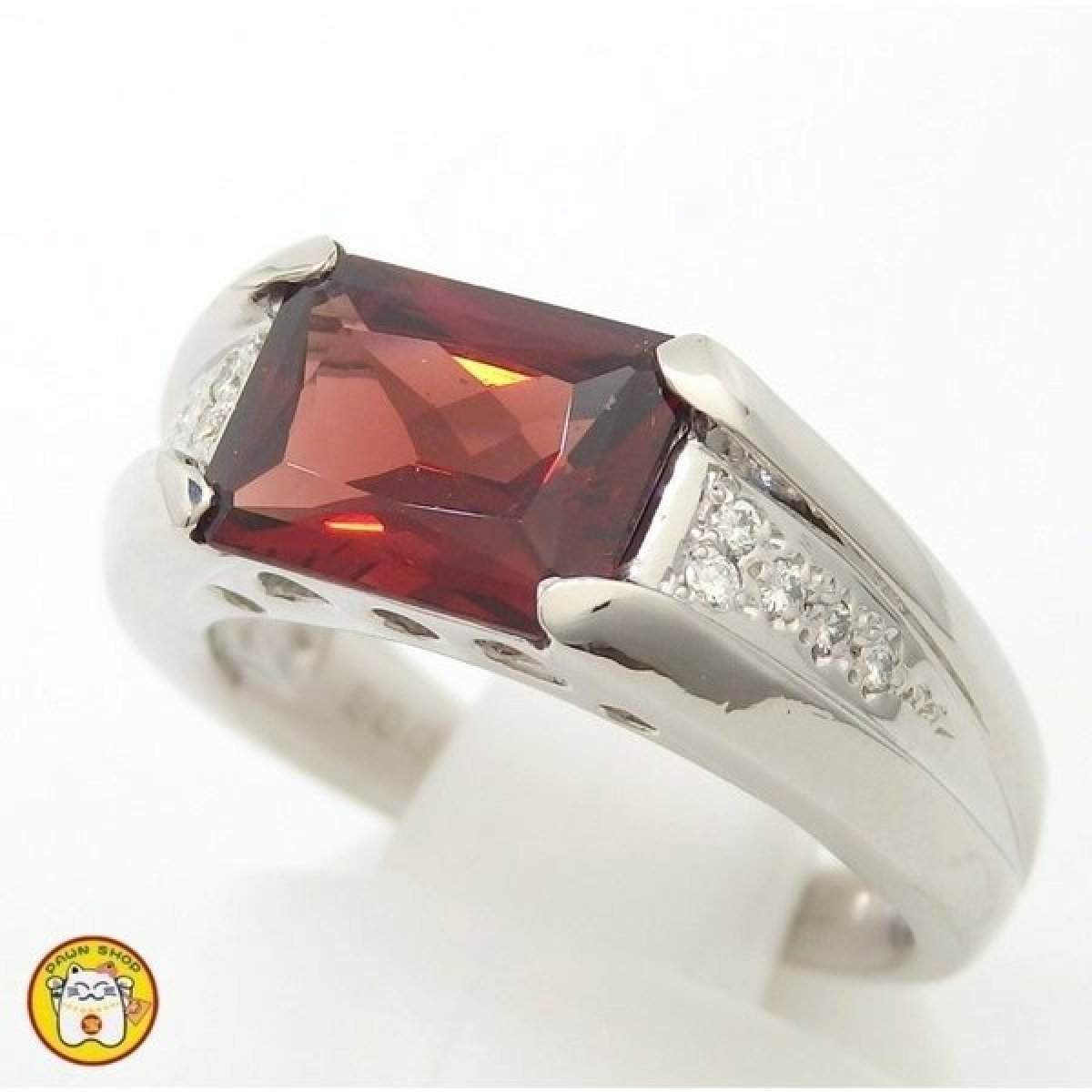 画像1: Pt900　プラチナ　ロードライト　ガーネット　2.33ct　ダイヤ　0.06ct 指輪　ソーティング付　中古　美品　新品仕上済　レディース　ジュエリー　ダイヤ　リング　質屋　1月誕生石