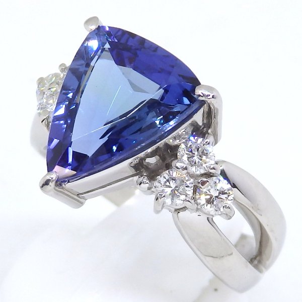 画像1: Pt900 プラチナ　天然 タンザナイト　3.61ct　ダイヤモンド　0.41ct 　指輪　鑑別書付　美品　新品仕上済