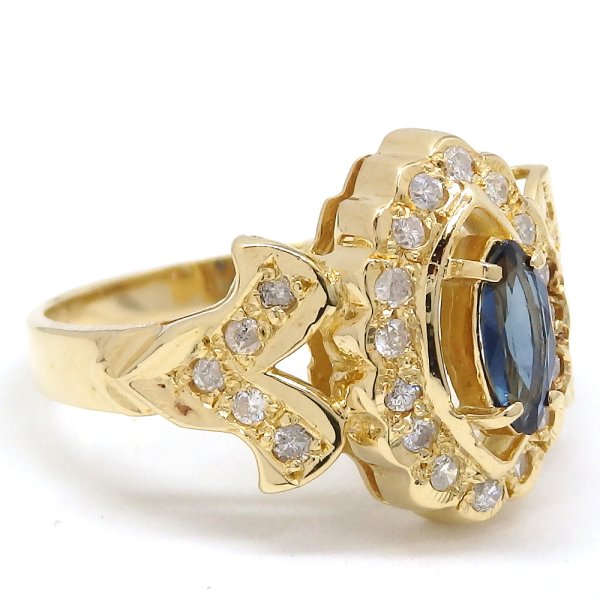 画像3: K18 ゴールド　イエローゴールド　サファイヤ 0.35ct　ダイヤモンド 0.30ct 指輪　中古　美品　新品仕上済　レディース　ジュエリー　ダイヤ　リング　質屋　9月誕生石