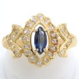 画像1: K18 ゴールド　イエローゴールド　サファイヤ 0.35ct　ダイヤモンド 0.30ct 指輪　中古　美品　新品仕上済　レディース　ジュエリー　ダイヤ　リング　質屋　9月誕生石 (1)