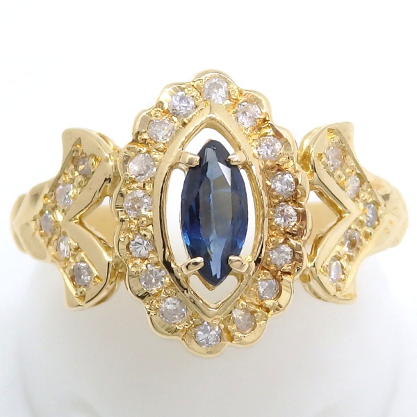 画像1: K18 ゴールド サファイヤ 0.35ct　ダイヤモンド 0.30ct 指輪　中古　美品　新品仕上済　レディース　ジュエリー　ダイヤ　リング　質屋 9月誕生石