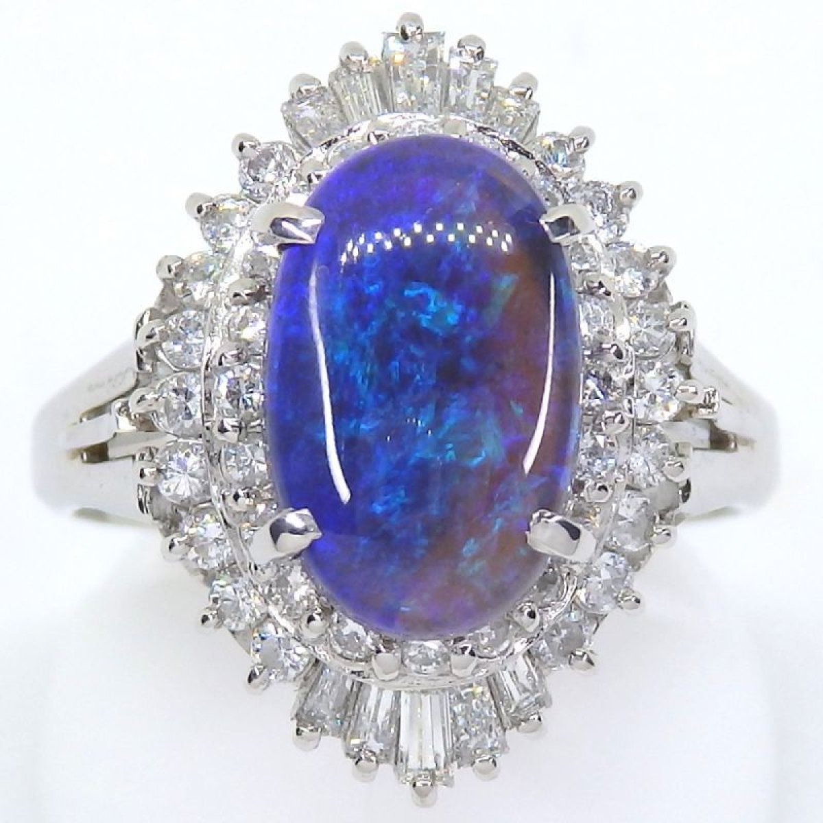 画像1: Pt900 プラチナ ブラックオパール 2.01ct　ダイヤモンド 0.73ct　指輪 鑑別書付　中古　美品　新品仕上済　レディース　ジュエリー　ダイヤ　リング　質屋 10月誕生石