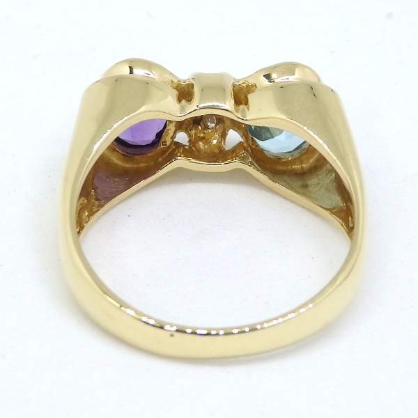 画像4: 750 ITALY ゴールド 　アメジスト　ブルートパーズ　ダイヤモンド 0.04ct 　 指輪　中古　美品　新品仕上済　レディース　ジュエリー　ダイヤ　リング　質屋　11月誕生石