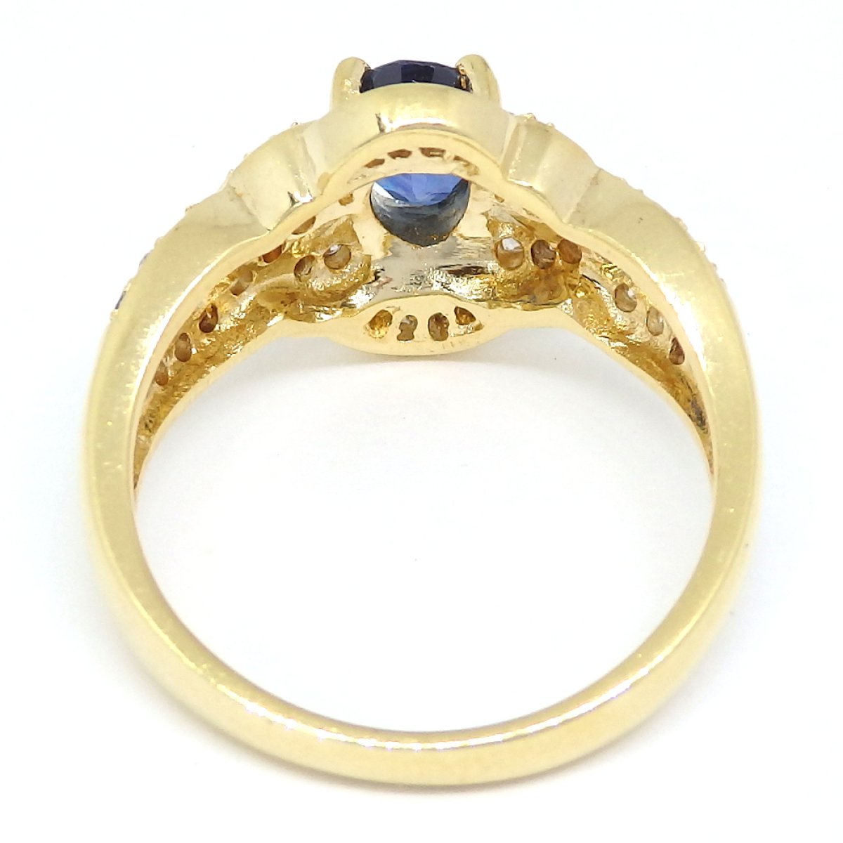 画像3: K18　ゴールド　K18YG　イエローゴールド　サファイア 0.76ct　ダイヤモンド 0.35ct 指輪　中古　美品　レディース　ジュエリー　ダイヤ　リング　質屋　9月誕生石