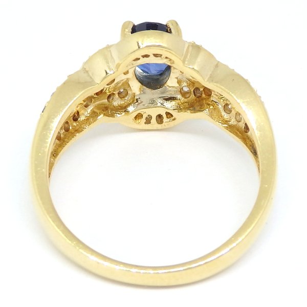 画像3: K18　ゴールド　K18YG　イエローゴールド　サファイア 0.76ct　ダイヤモンド 0.35ct 指輪　中古　美品　レディース　ジュエリー　ダイヤ　リング　質屋　9月誕生石