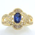 画像1: K18　ゴールド　K18YG　イエローゴールド　サファイア 0.76ct　ダイヤモンド 0.35ct 指輪　中古　美品　レディース　ジュエリー　ダイヤ　リング　質屋　9月誕生石 (1)