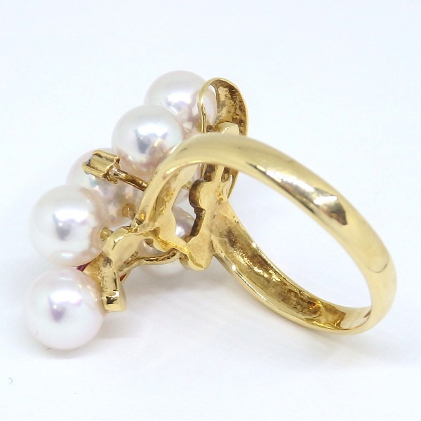 画像4: K18 ゴールド パール　ルビー　ダイヤ　 指輪　中古　美品　新品仕上済　レディース　ジュエリー　ダイヤ　リング　質屋