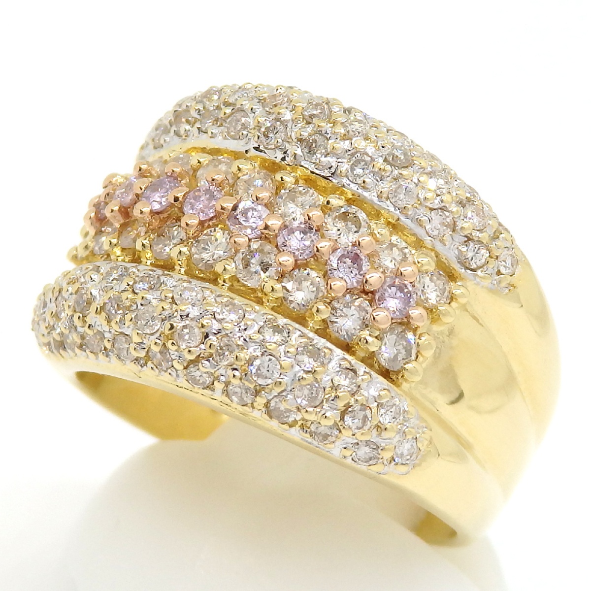 画像2: K18 ゴールド ダイヤモンド 1.00ct 指輪　PG ピンクゴールド　ピンクダイヤ　中古　美品　新品仕上済　豪華　質屋　ダイヤ　リング　4月誕生石　豪華　ジュエリー　レディース　パヴェ