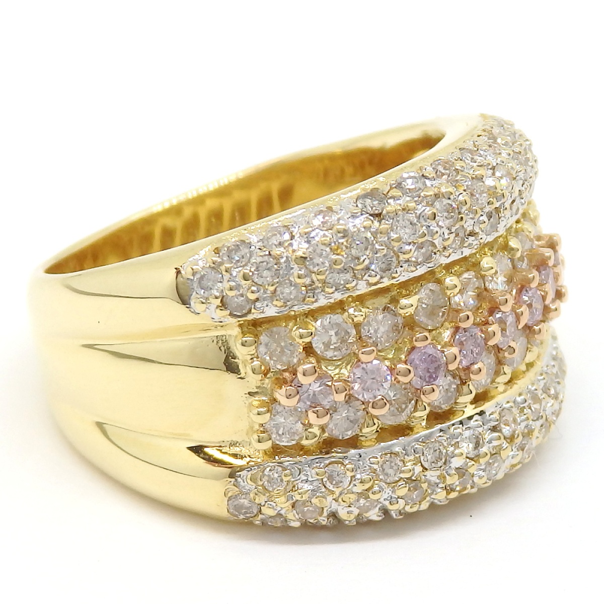 画像3: K18 ゴールド ダイヤモンド 1.00ct 指輪　PG ピンクゴールド　ピンクダイヤ　中古　美品　新品仕上済　豪華　質屋　ダイヤ　リング　4月誕生石　豪華　ジュエリー　レディース　パヴェ