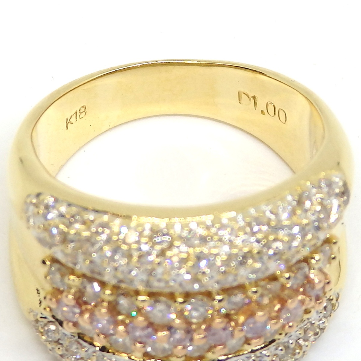 画像4: K18 ゴールド ダイヤモンド 1.00ct 指輪　PG ピンクゴールド　ピンクダイヤ　中古　美品　新品仕上済　豪華　質屋　ダイヤ　リング　4月誕生石　豪華　ジュエリー　レディース　パヴェ