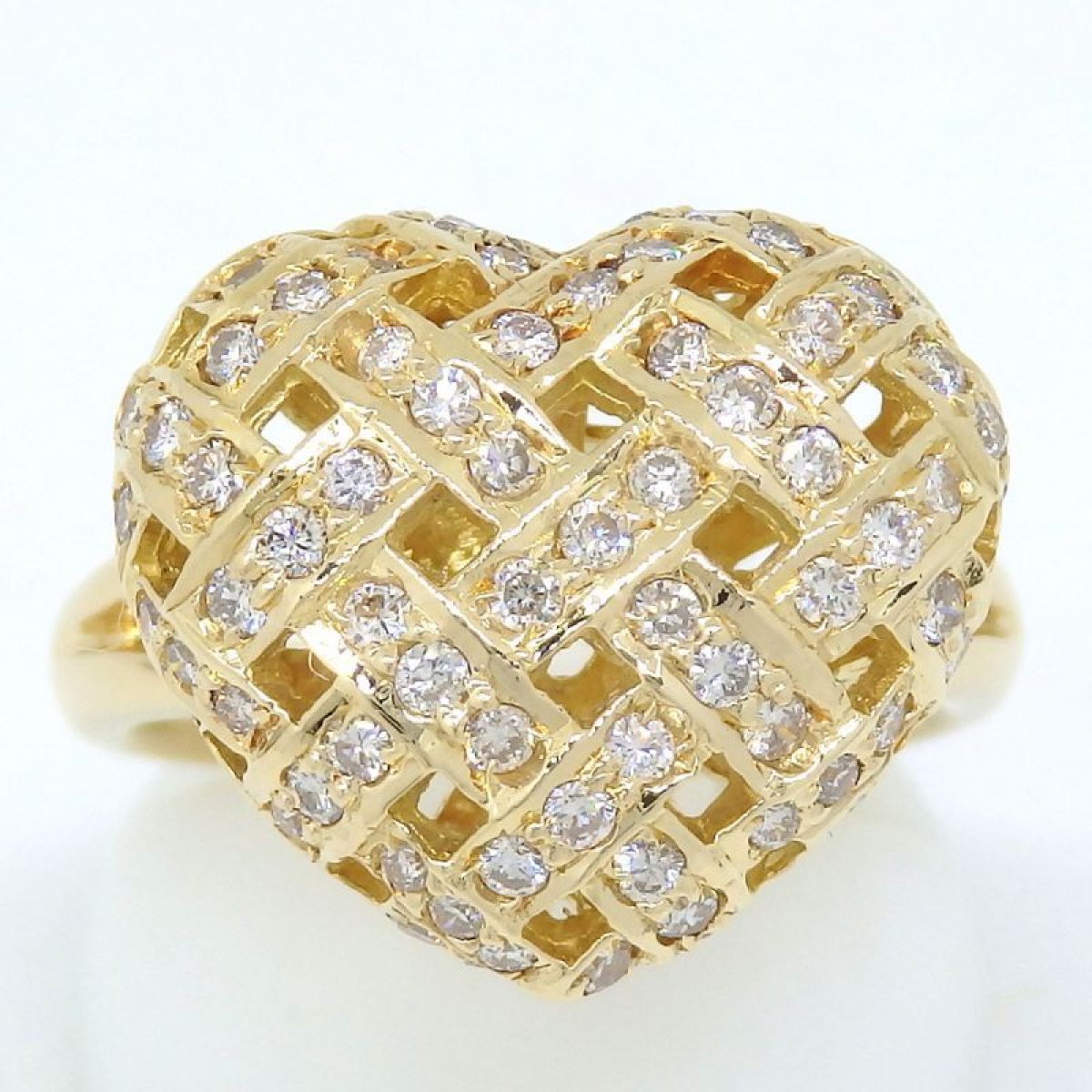 画像1: K18 ゴールド ダイヤモンド 0.72ct 指輪　中古　美品　新品仕上済　ハート　ジュエリー　ダイヤ　リング　4月誕生石　質屋