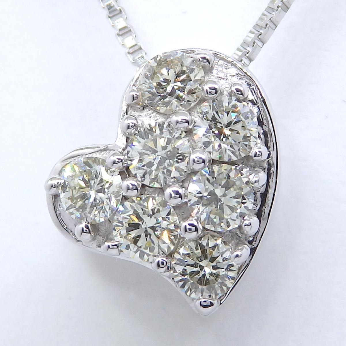 画像3: K18WG ホワイトゴールド　ダイヤモンド 0.23ct　ペンダントネックレス　ハート　中古　美品　レディース　ジュエリー　ダイヤ　質屋