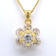 画像1: K18 ゴールド　ダイヤモンド　1.00ct ペンダント付ネックレス　1点留 　1カラット　フラワー　中古　美品　レディース　ジュエリー　ダイヤ　質屋 (1)