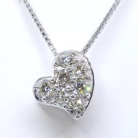 K18WG ホワイトゴールド　ダイヤモンド 0.23ct　ペンダントネックレス　ハート　中古　美品　レディース　ジュエリー　ダイヤ　質屋