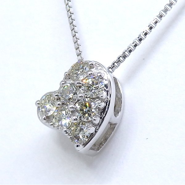 画像2: K18WG ホワイトゴールド　ダイヤモンド 0.23ct　ペンダントネックレス　ハート　中古　美品　レディース　ジュエリー　ダイヤ　質屋