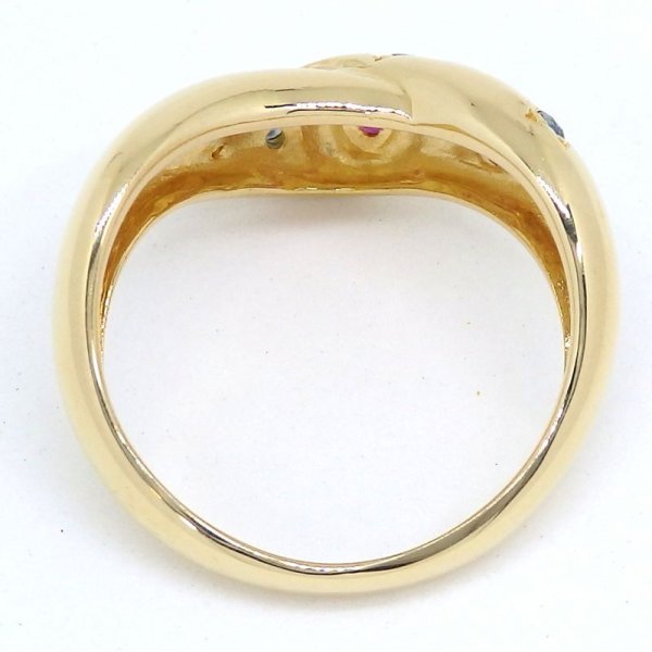 画像4: K18 ゴールド　エイローゴールド　ルビー サファイア　ダイヤモンド　0.03ct 　指輪　中古　美品　新品仕上済　レディース　ジュエリー　ダイヤ　リング　質屋　7月誕生石