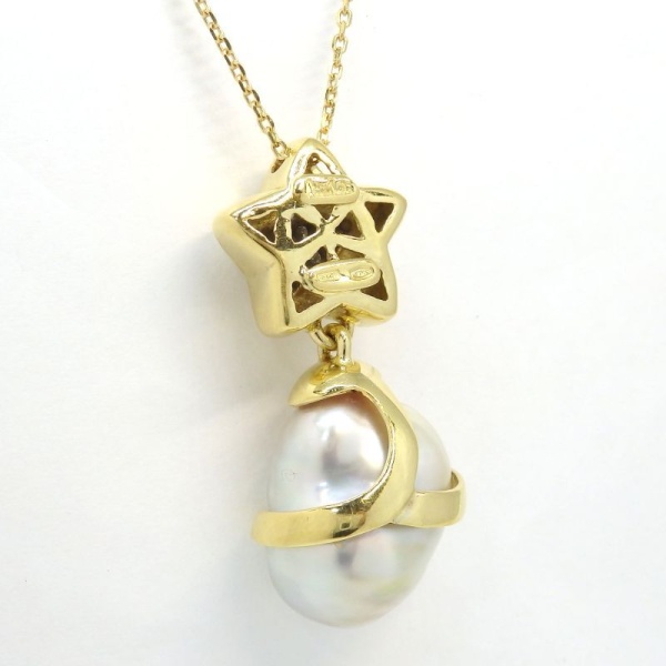 画像3: K18 ゴールド　ダイヤモンド 星型　バロックパール　ペンダント付ネックレス　中古　美品　レディース　ジュエリー　ダイヤ　真珠　パール　スター　質屋 6月誕生石