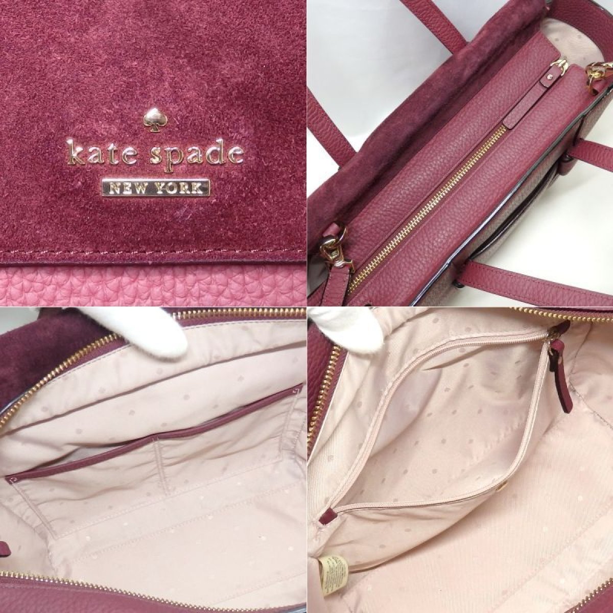 画像4: 【Kate spade】ケイトスペード　2WAY　ハンドバッグ　ストラップ付 レザー　スエード　ショルダー　ワインカラー　斜め掛け　中古　美品　バッグ　質屋　