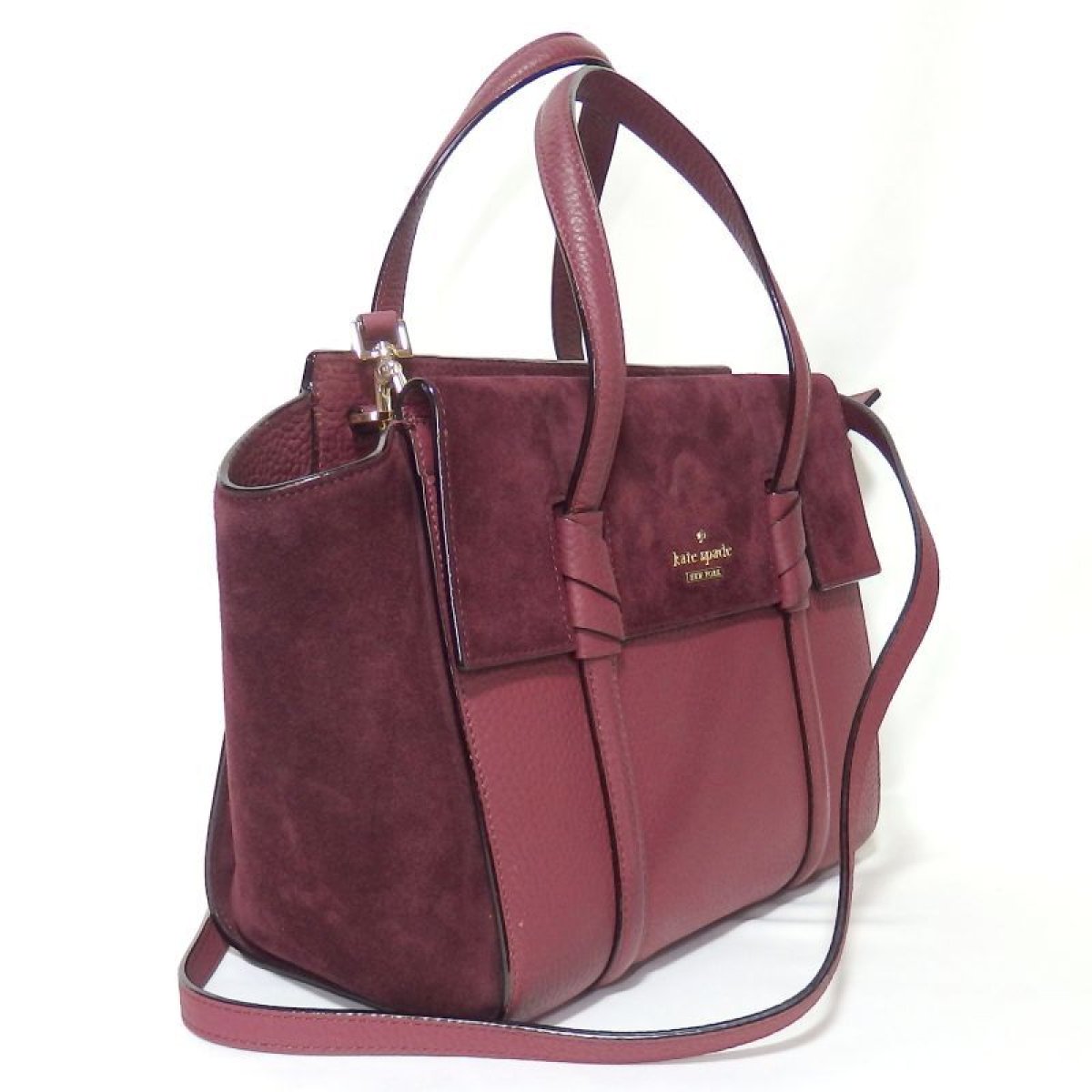 画像2: 【Kate spade】ケイトスペード　2WAY　ハンドバッグ　ストラップ付 レザー　スエード　ショルダー　ワインカラー　斜め掛け　中古　美品　バッグ　質屋　